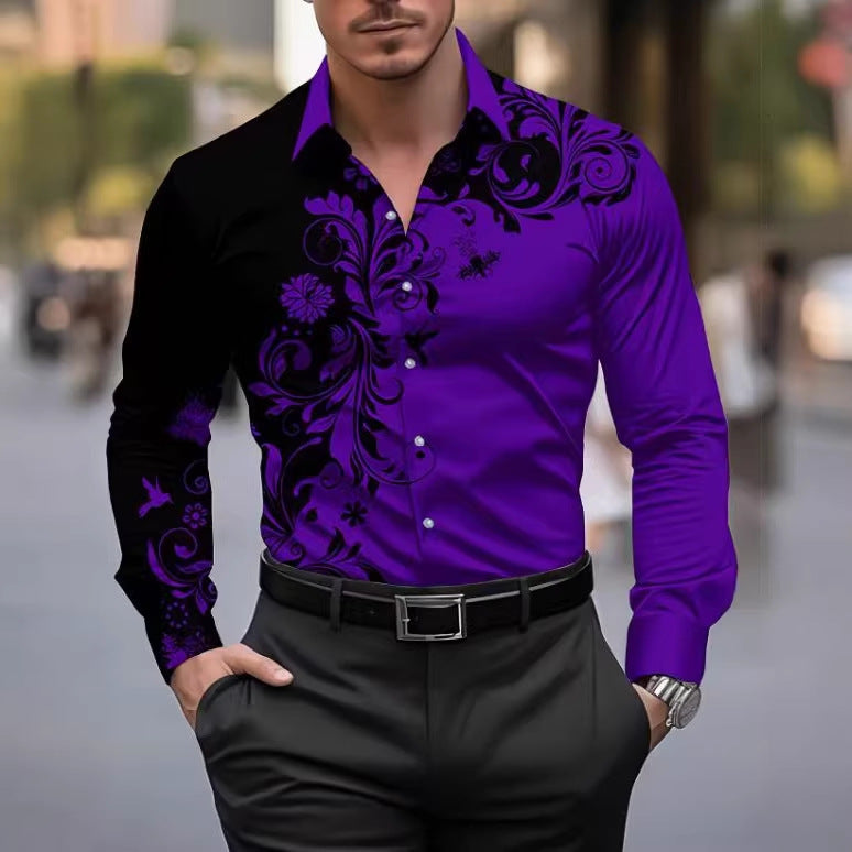 Men's Patterned Printed Slim-Fit Shirt