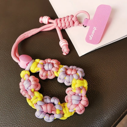 Adjustable Braided Flower Phone Lanyard