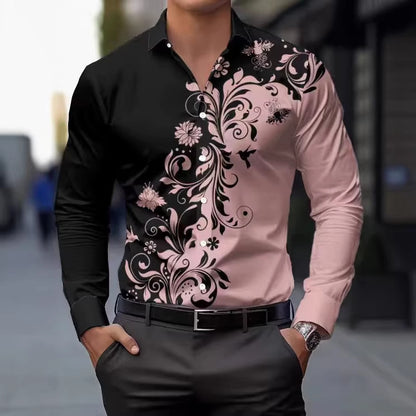 Men's Patterned Printed Slim-Fit Shirt