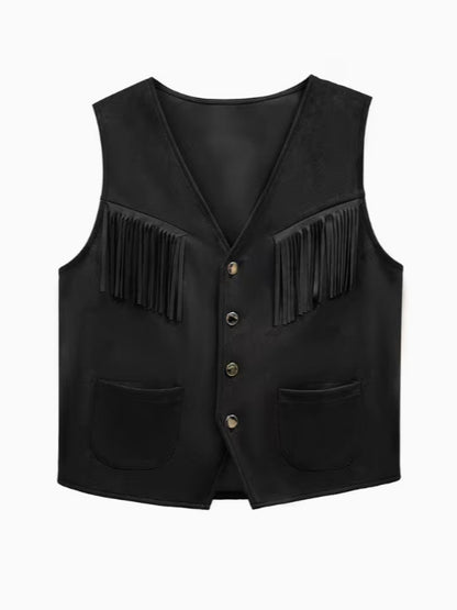 Men's Punk V-Neck Single-Breasted Suede-Look Outerwear Jacket