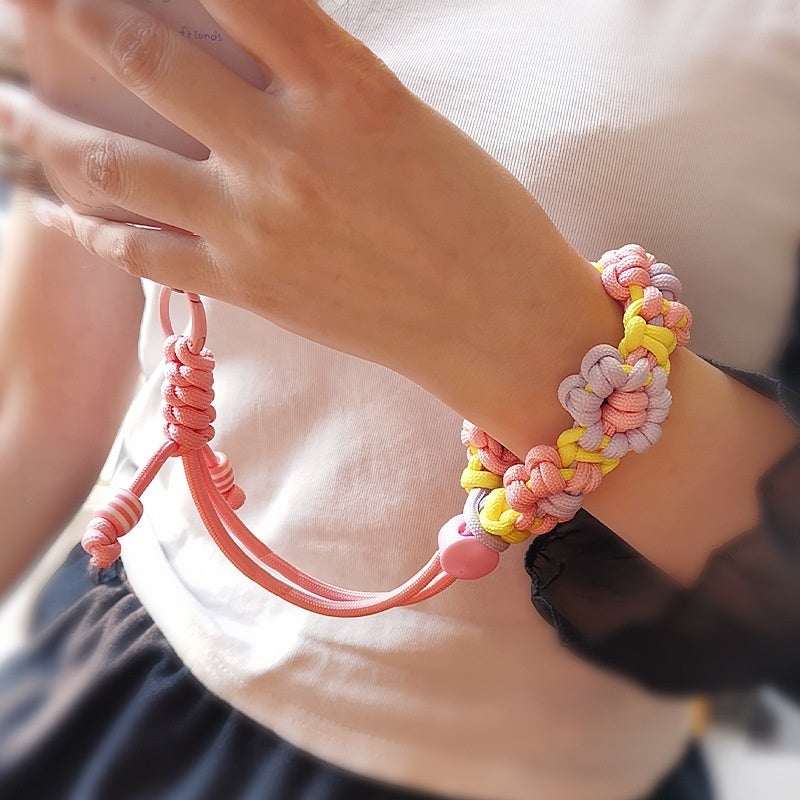 Adjustable Braided Flower Phone Lanyard