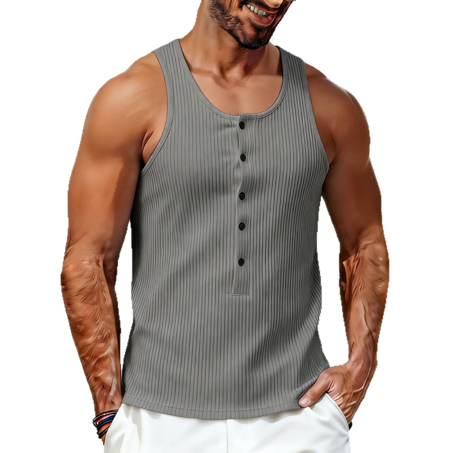 Men's Sleeveless Knitted T-Shirt Vest