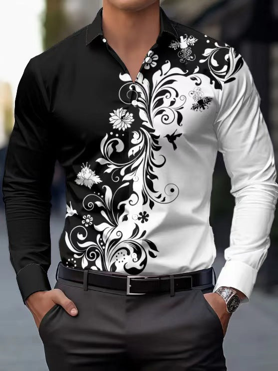 Men's Patterned Printed Slim-Fit Shirt