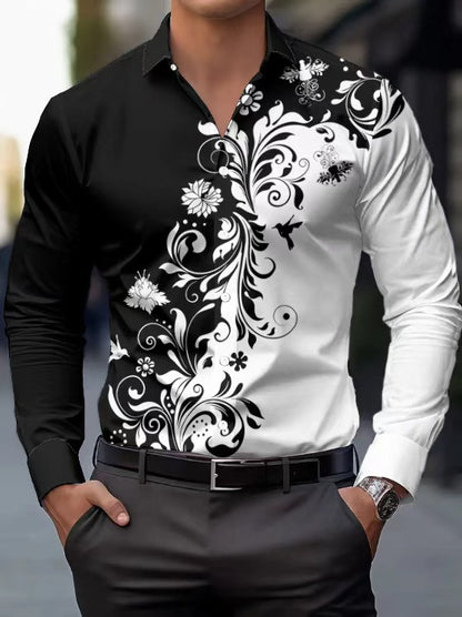 Men's Patterned Printed Slim-Fit Shirt