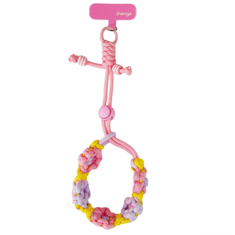 Adjustable Braided Flower Phone Lanyard