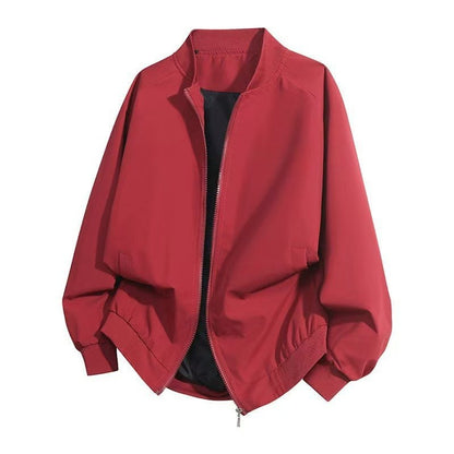 Solid Color Baseball Collar Jacket Men's Coat