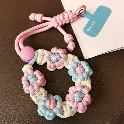 Adjustable Braided Flower Phone Lanyard