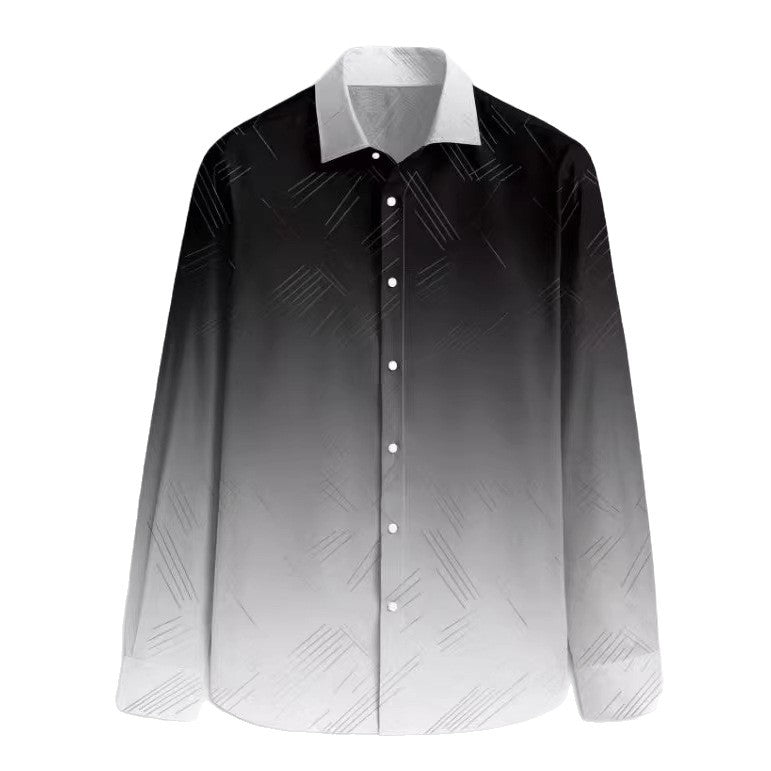 Men's Slim-Fit Long-Sleeve Shirt With Linear Print
