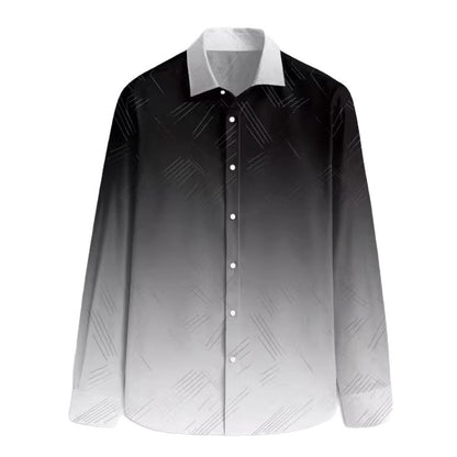 Men's Slim-Fit Long-Sleeve Shirt With Linear Print