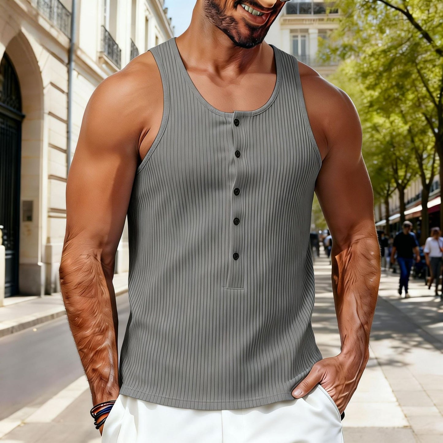 Men's Sleeveless Knitted T-Shirt Vest