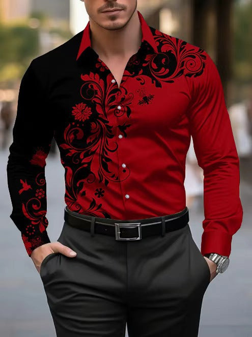 Men's Patterned Printed Slim-Fit Shirt