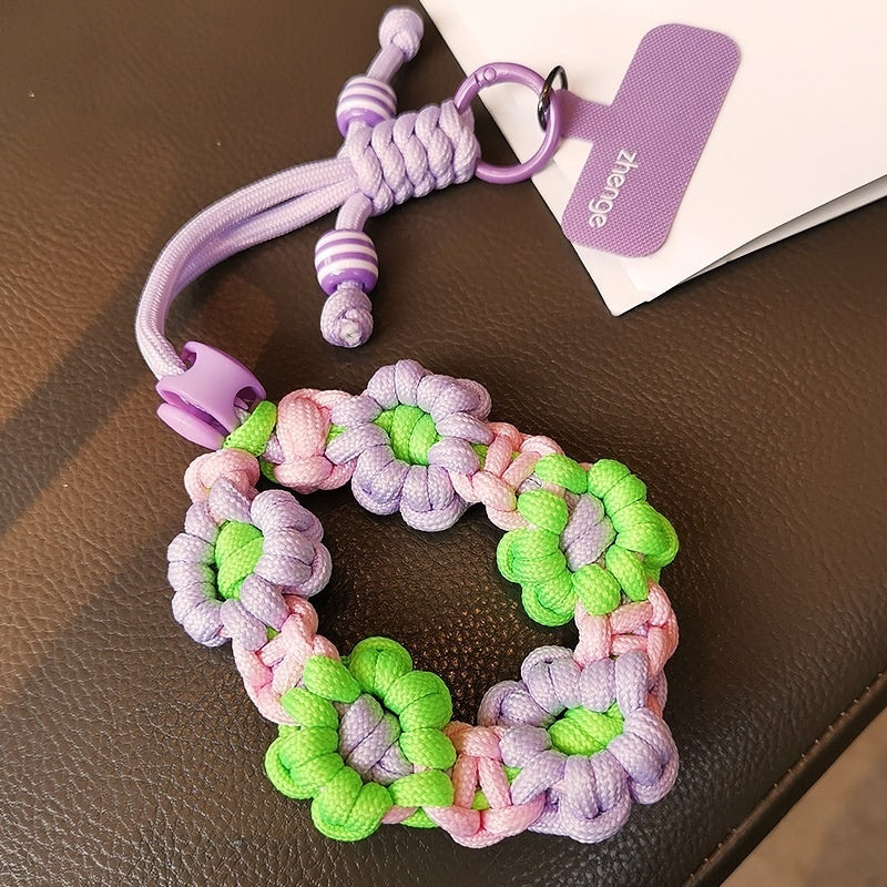 Adjustable Braided Flower Phone Lanyard