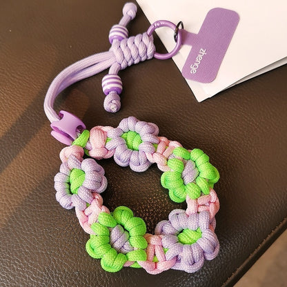 Adjustable Braided Flower Phone Lanyard