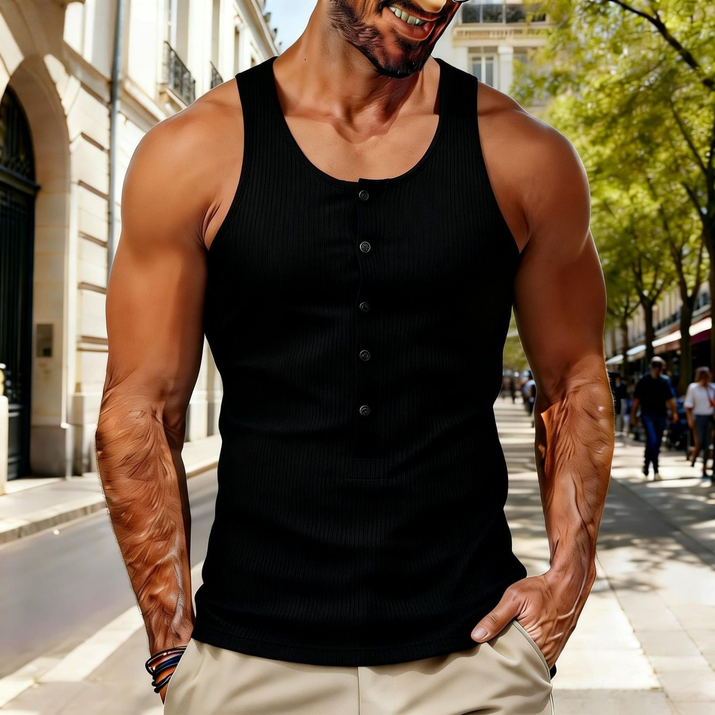 Men's Sleeveless Knitted T-Shirt Vest