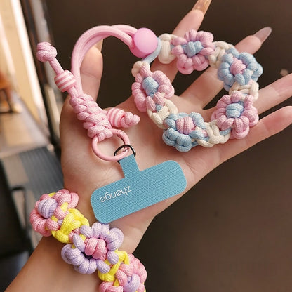 Adjustable Braided Flower Phone Lanyard