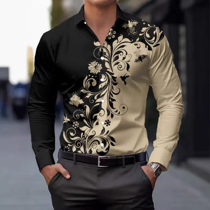 Men's Patterned Printed Slim-Fit Shirt