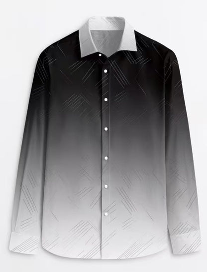 Men's Slim-Fit Long-Sleeve Shirt With Linear Print