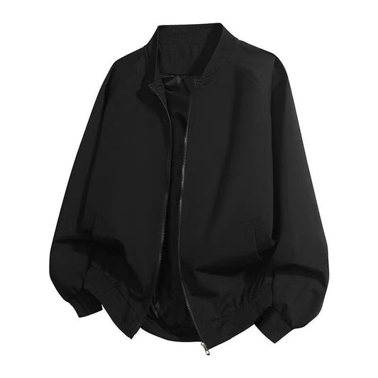 Solid Color Baseball Collar Jacket Men's Coat